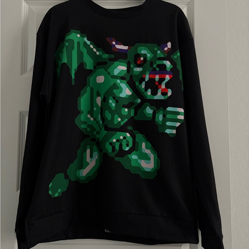 Kikillo Parade Green Pixelated Monster Sweatshirt